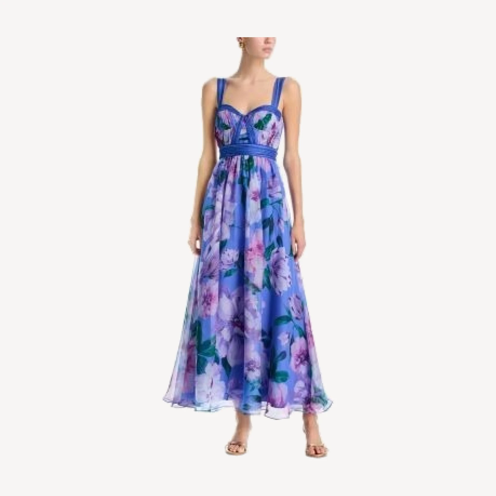 Aqua Floral Boarder Maxi Dress - Exclusive