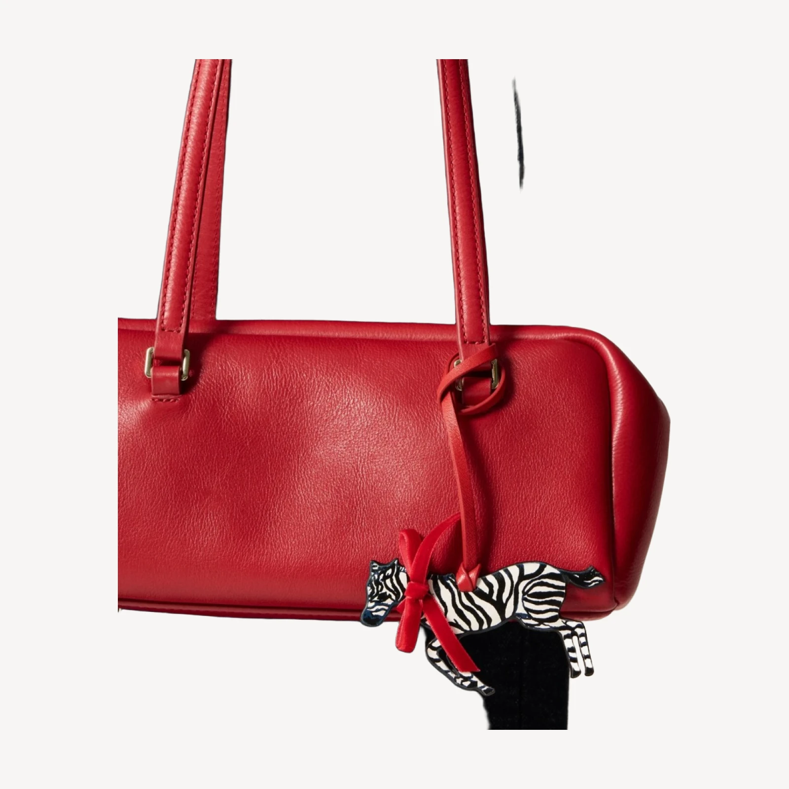 Leather zebra bag charm