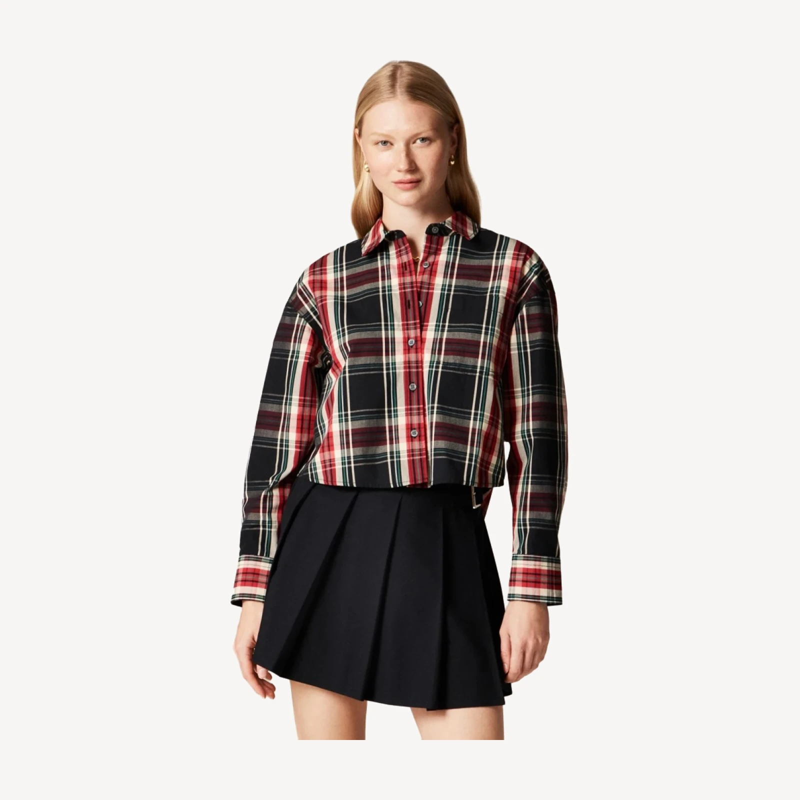 Étienne cropped shirt in Stewart tartan cotton poplin