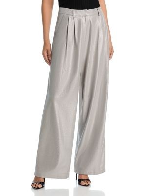 Aqua Metallic Linen Blend Pants - Exclusive
