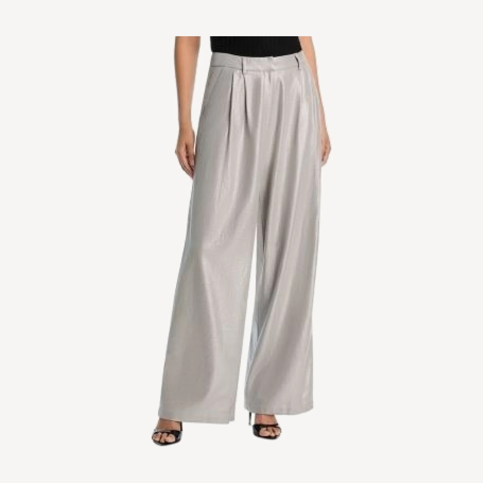 Aqua Metallic Linen Blend Pants - Exclusive