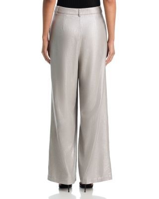 Aqua Metallic Linen Blend Pants - Exclusive