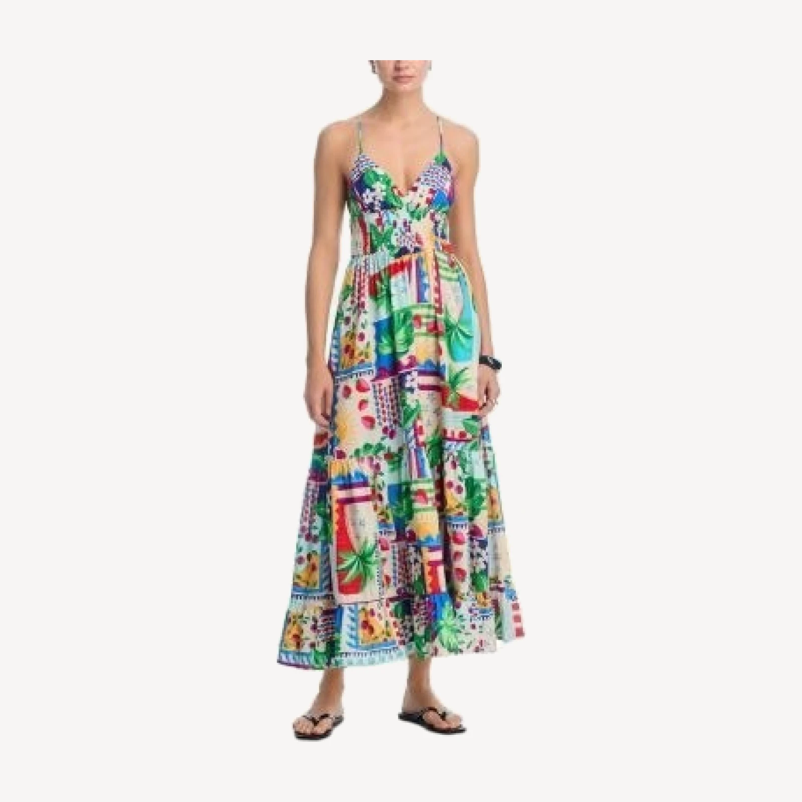 Aqua Cherry Voile Tiered Maxi Dress - Exclusive