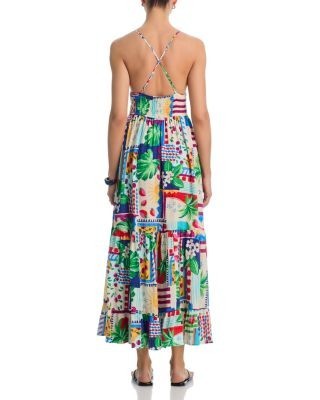 Aqua Cherry Voile Tiered Maxi Dress - Exclusive
