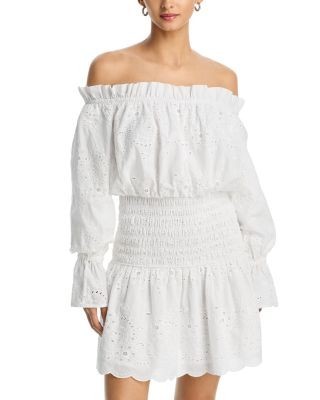 Aqua Embroidered Smocked Mini Dress - Exclusive