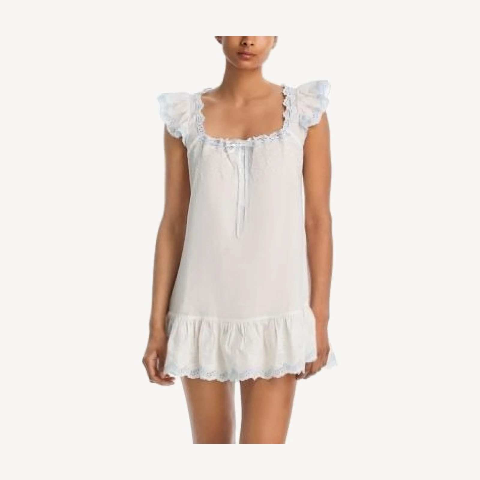 Aqua Voile Flutter Sleeved Mini Nightgown - Exclusive