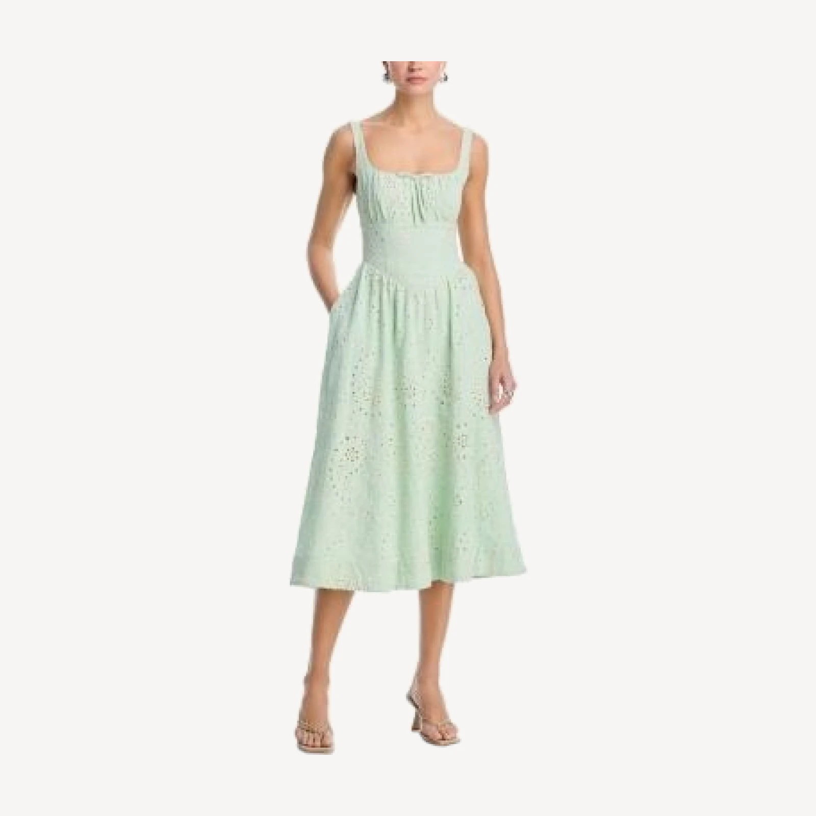 Aqua Embroidered Paisley Tie Front Midi Dress - Exclusive