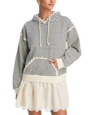 Aqua Stripe Eyelet Ruffle Sweatshirt Dress - Exclusive
