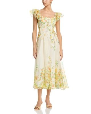 Aqua Floral Print Button Front Dress - Exclusive