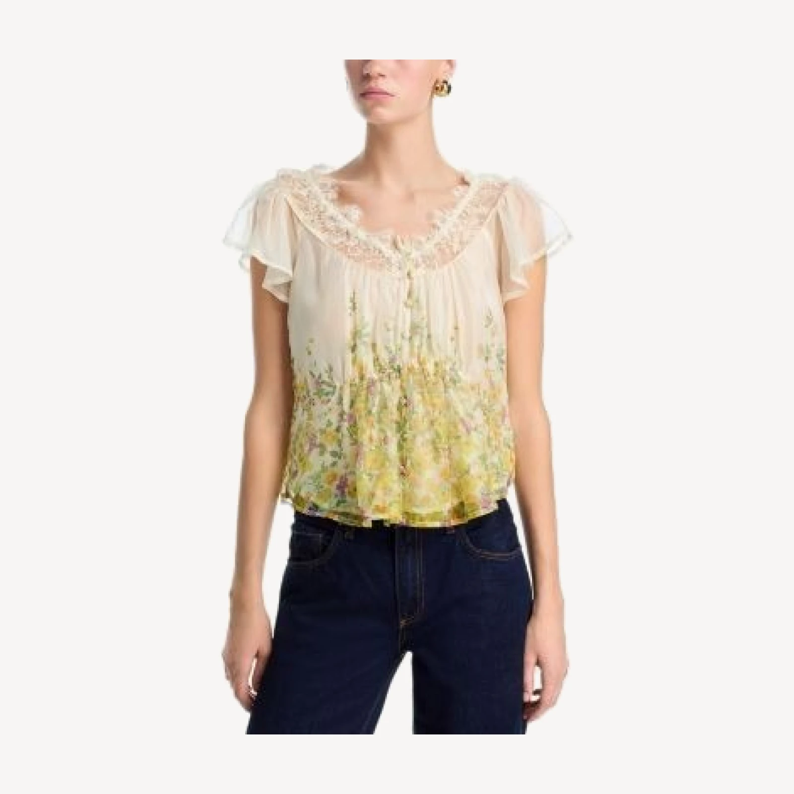 Aqua Placed Floral Lace Top - Exclusive