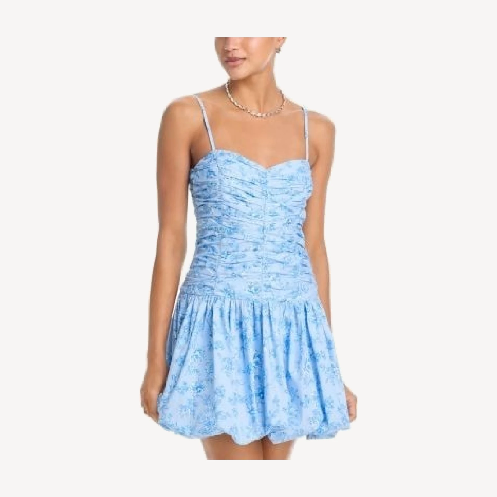 Aqua Rose Bud Gathered Dress - Exclusive