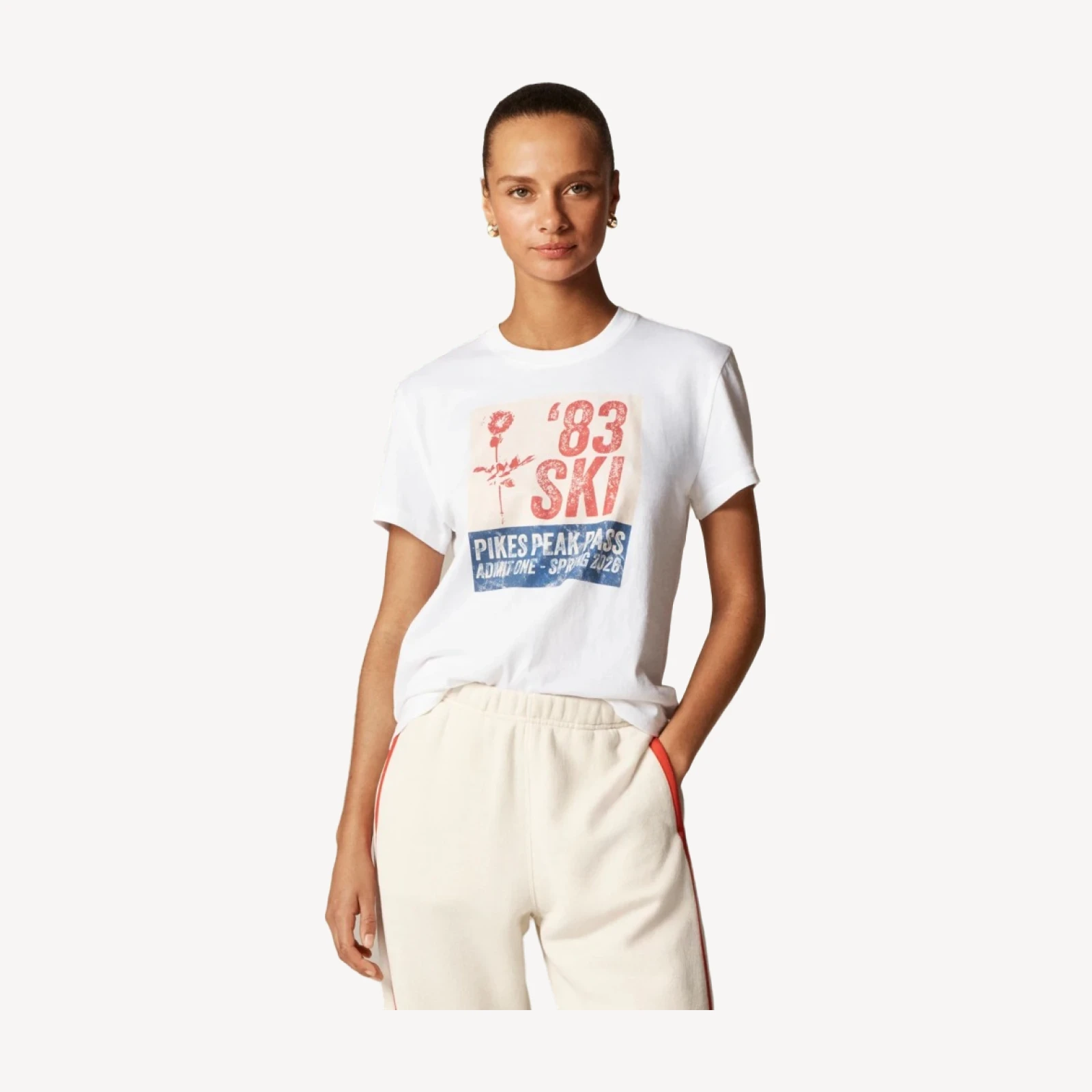 "'83 ski" graphic T-shirt in vintage jersey