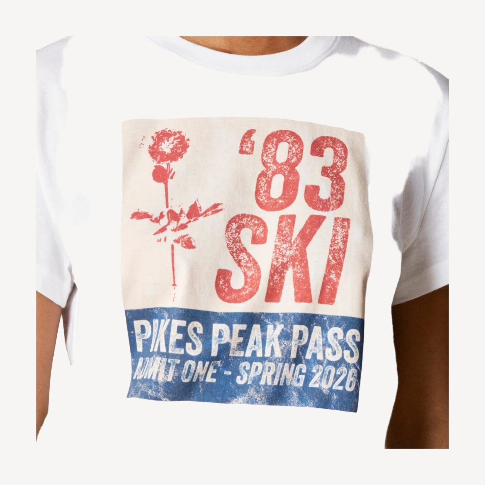 "'83 ski" graphic T-shirt in vintage jersey