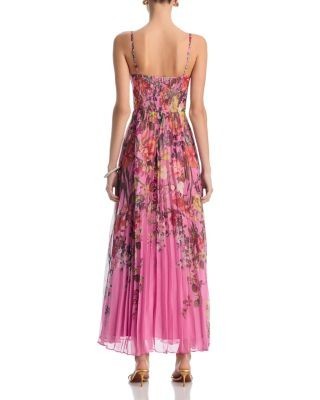 Aqua Pleated Floral Dress - Exclusive