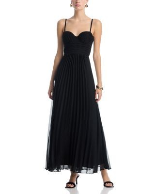 Aqua Solid Pleated Maxi Dress - Exclusive