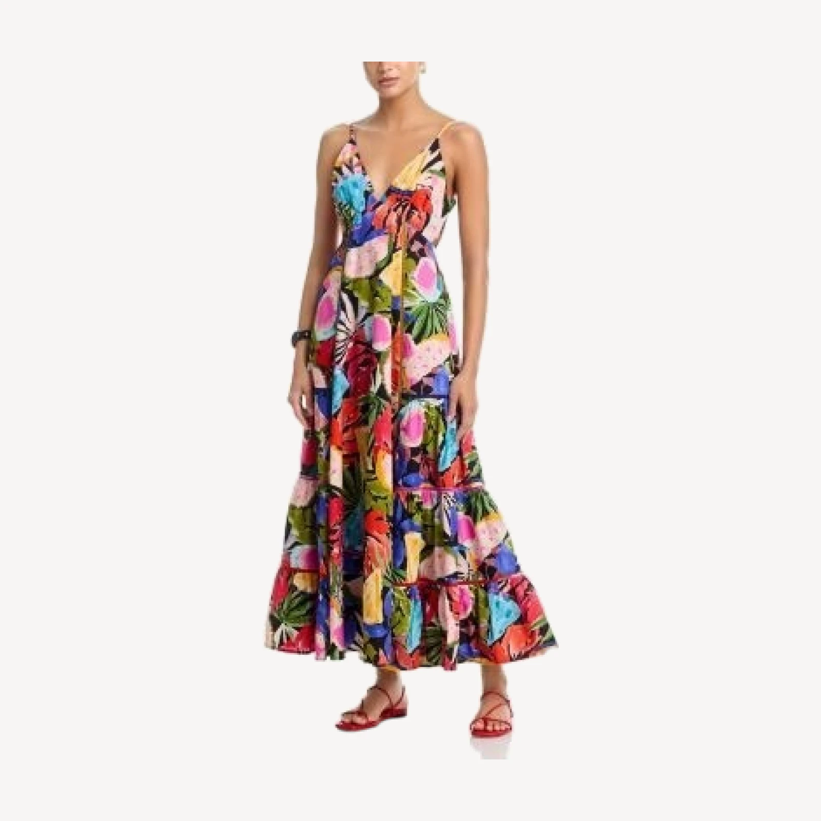 Aqua Fruit Floral Contrast Ric Rac Maxi Dress - Exclusive