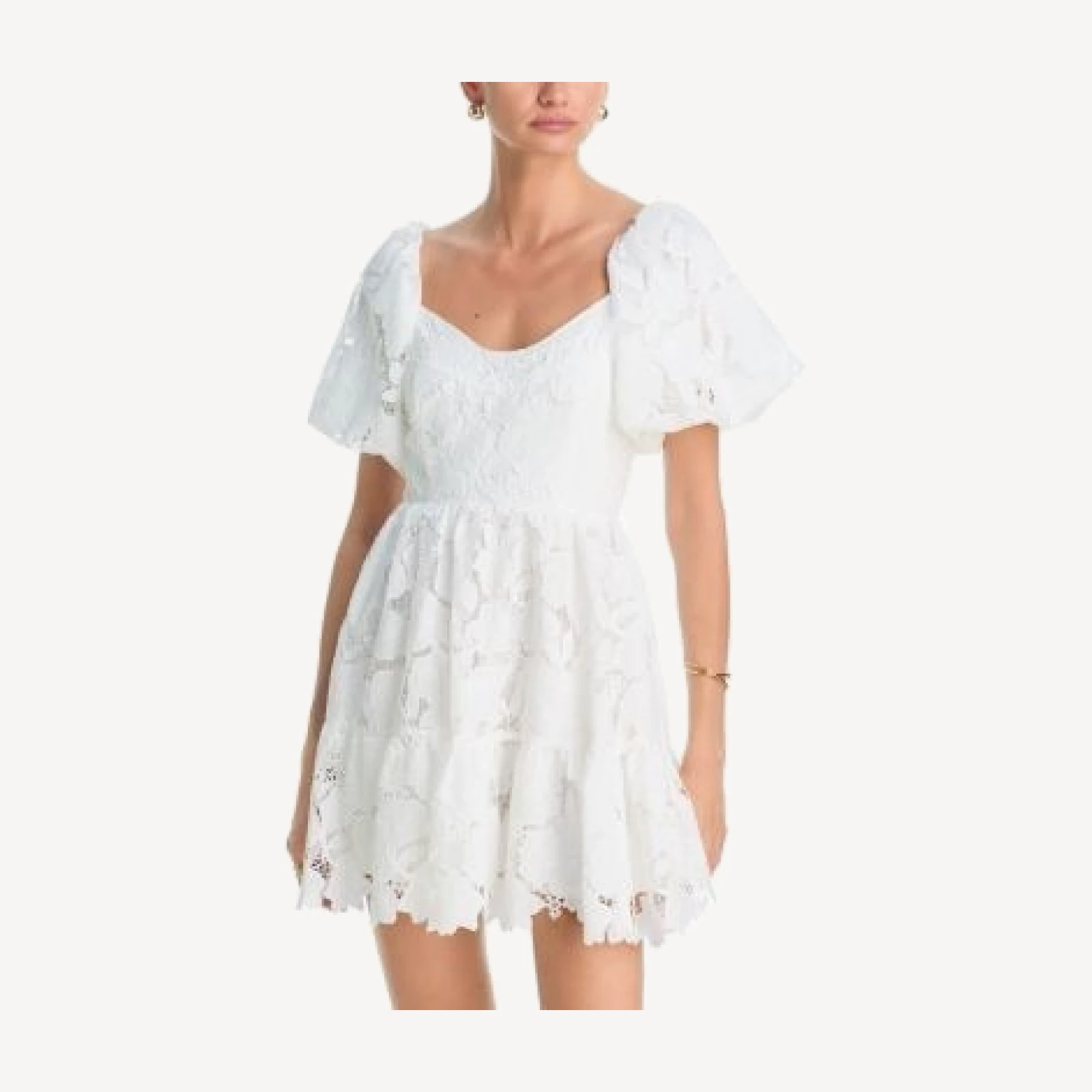 Aqua Embroidered Eyelet Puff Sleeve Mini Dress - Exclusive
