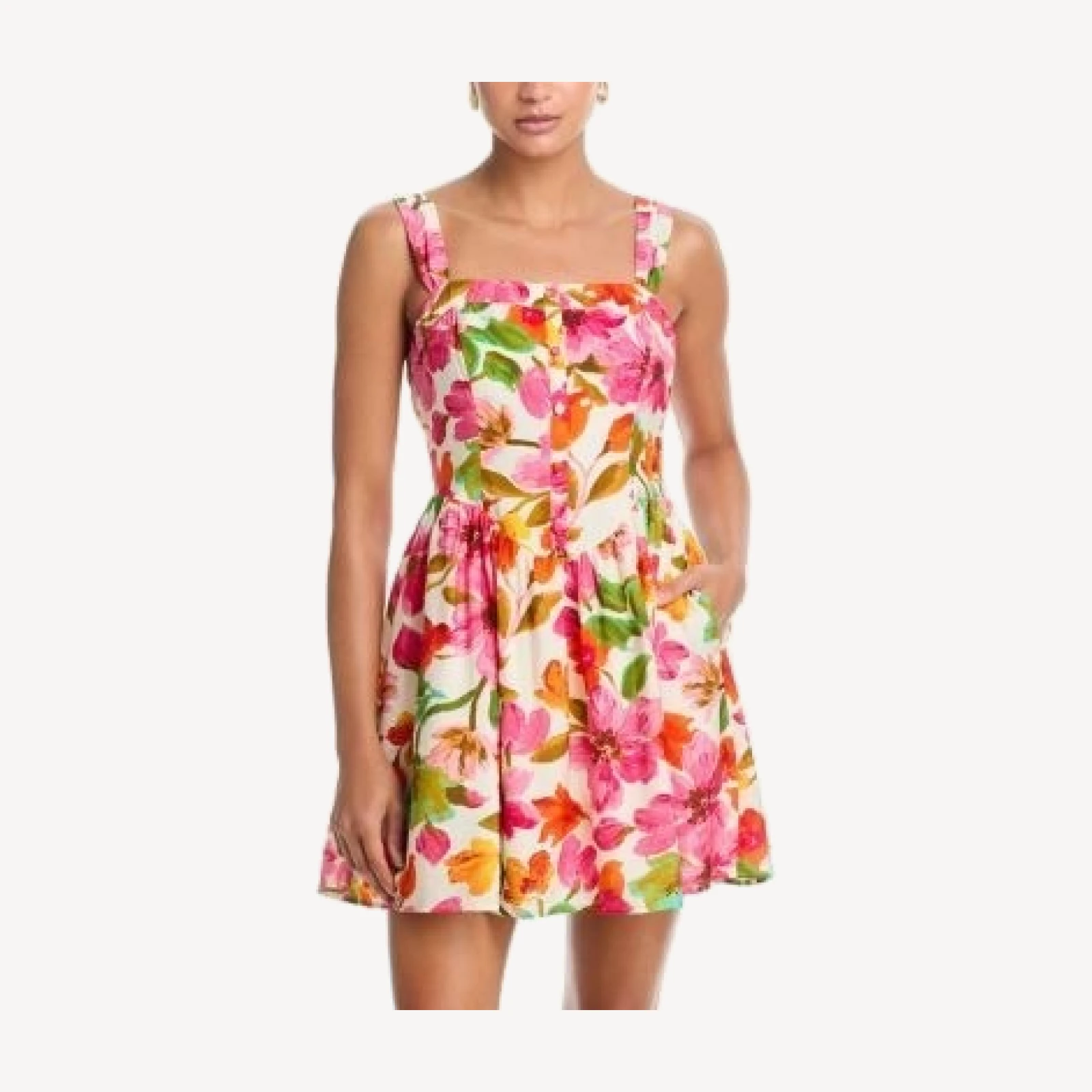 Aqua Floral Drop Waist Mini Dress - Exclusive