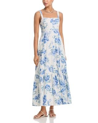Aqua Floral Eyelet Maxi Dress - Exclusive