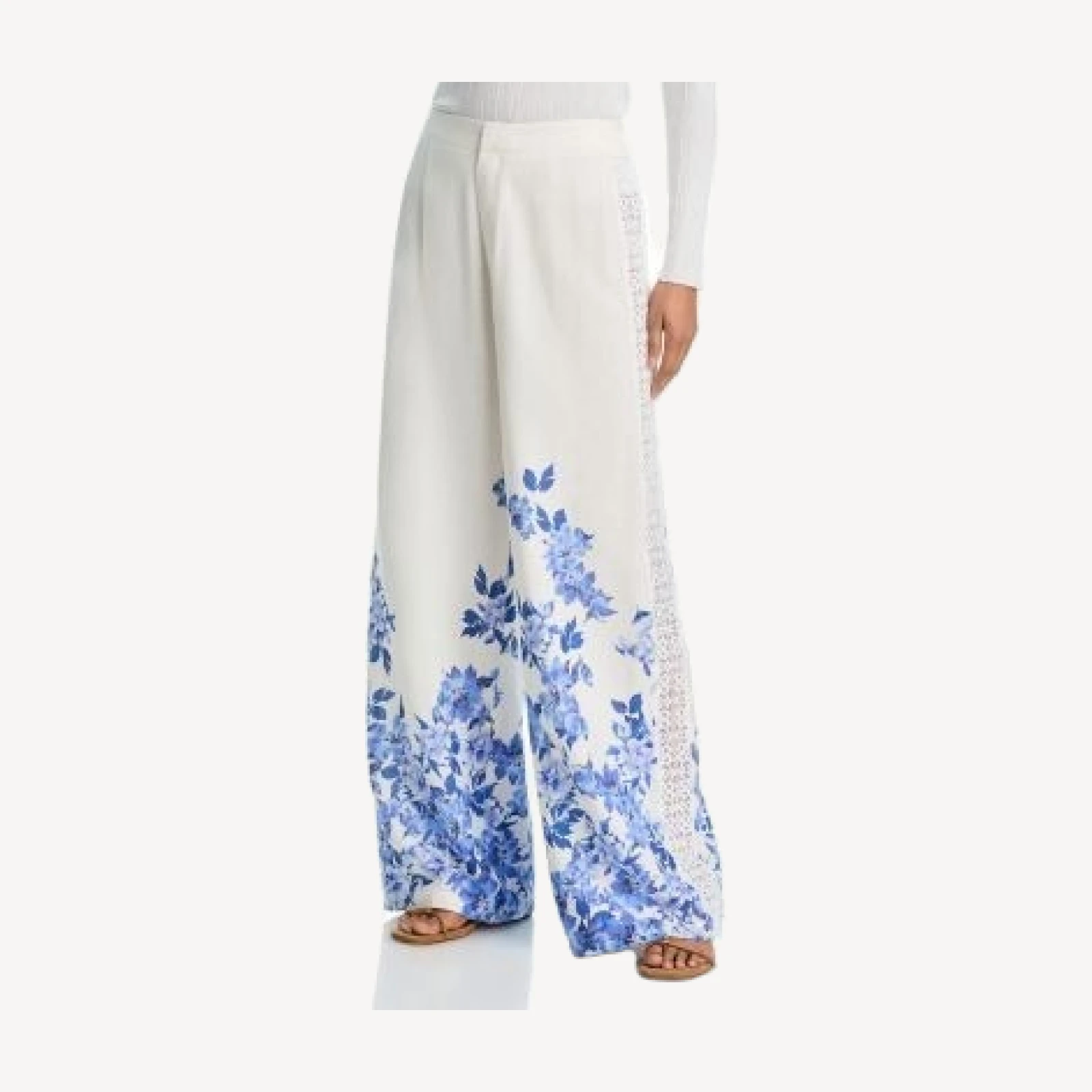 Aqua Placed Floral Lace Wide Leg Pants - Exclusive