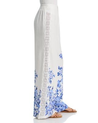 Aqua Placed Floral Lace Wide Leg Pants - Exclusive