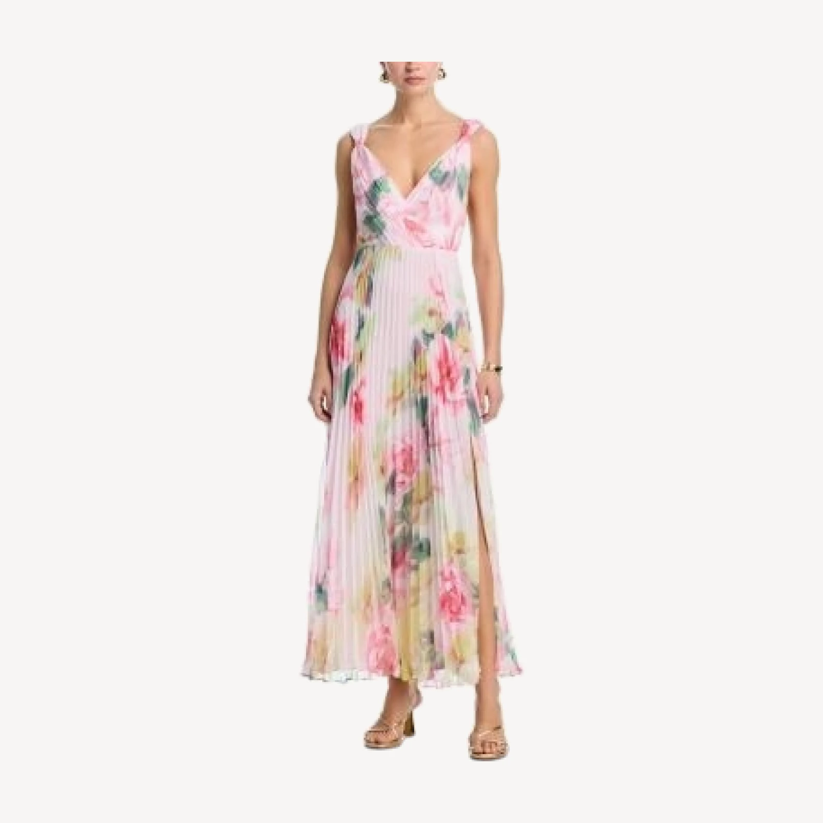 Aqua Placed Floral Pleated Maxi Dress - Exclusive