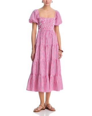 Aqua Stripe Poplin Midi Dress - Exclusive