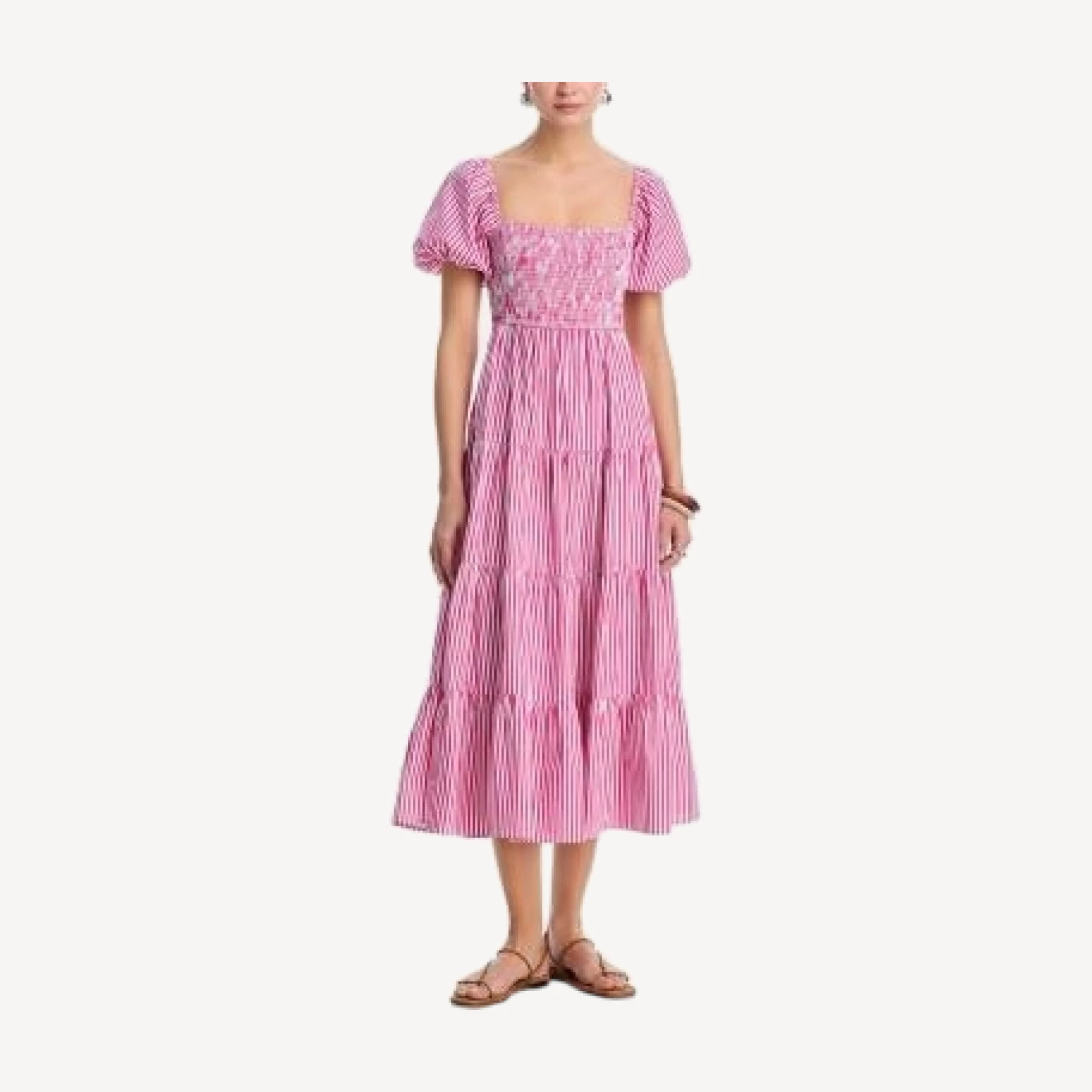 Aqua Stripe Poplin Midi Dress - Exclusive