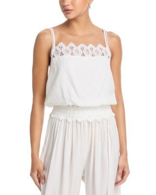 Aqua Crochet Trim Tank Top - Exclusive