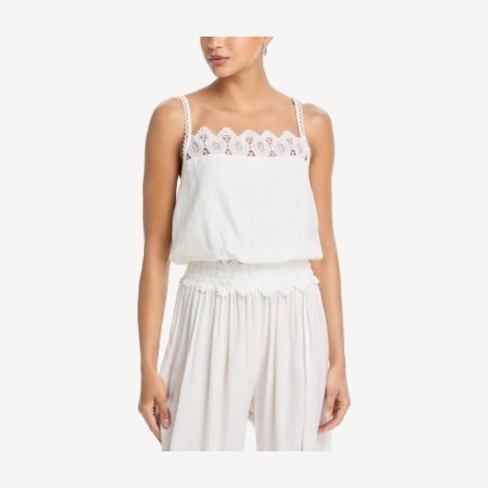 Aqua Crochet Trim Tank Top - Exclusive