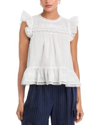Aqua Ditsy Sweet Embroidered Top - Exclusive