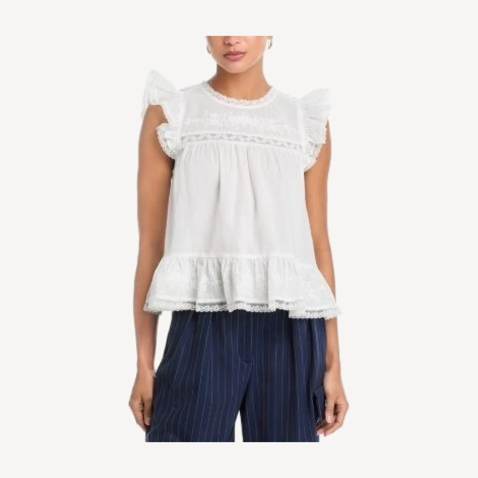 Aqua Ditsy Sweet Embroidered Top - Exclusive