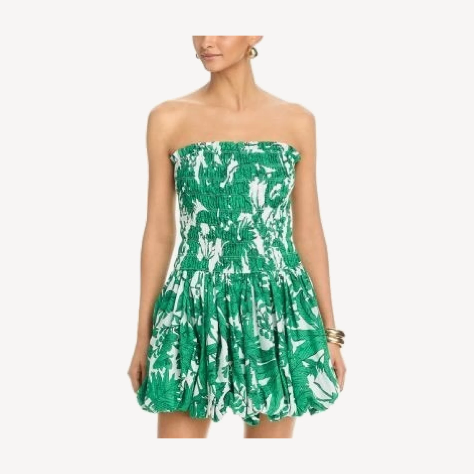 Aqua Palm Strapless Bubble Hem Dress - Exclusive