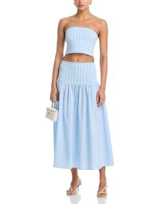 Aqua Polka Dot Midi Skirt - Exclusive