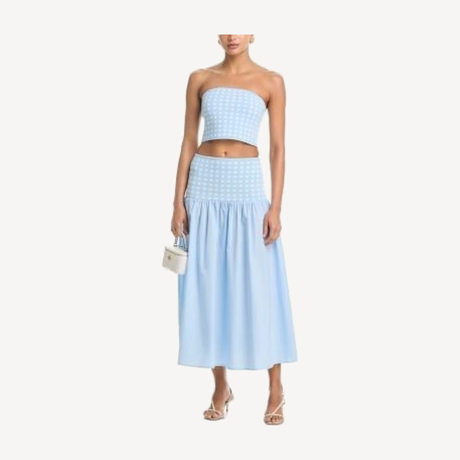 Aqua Polka Dot Midi Skirt - Exclusive