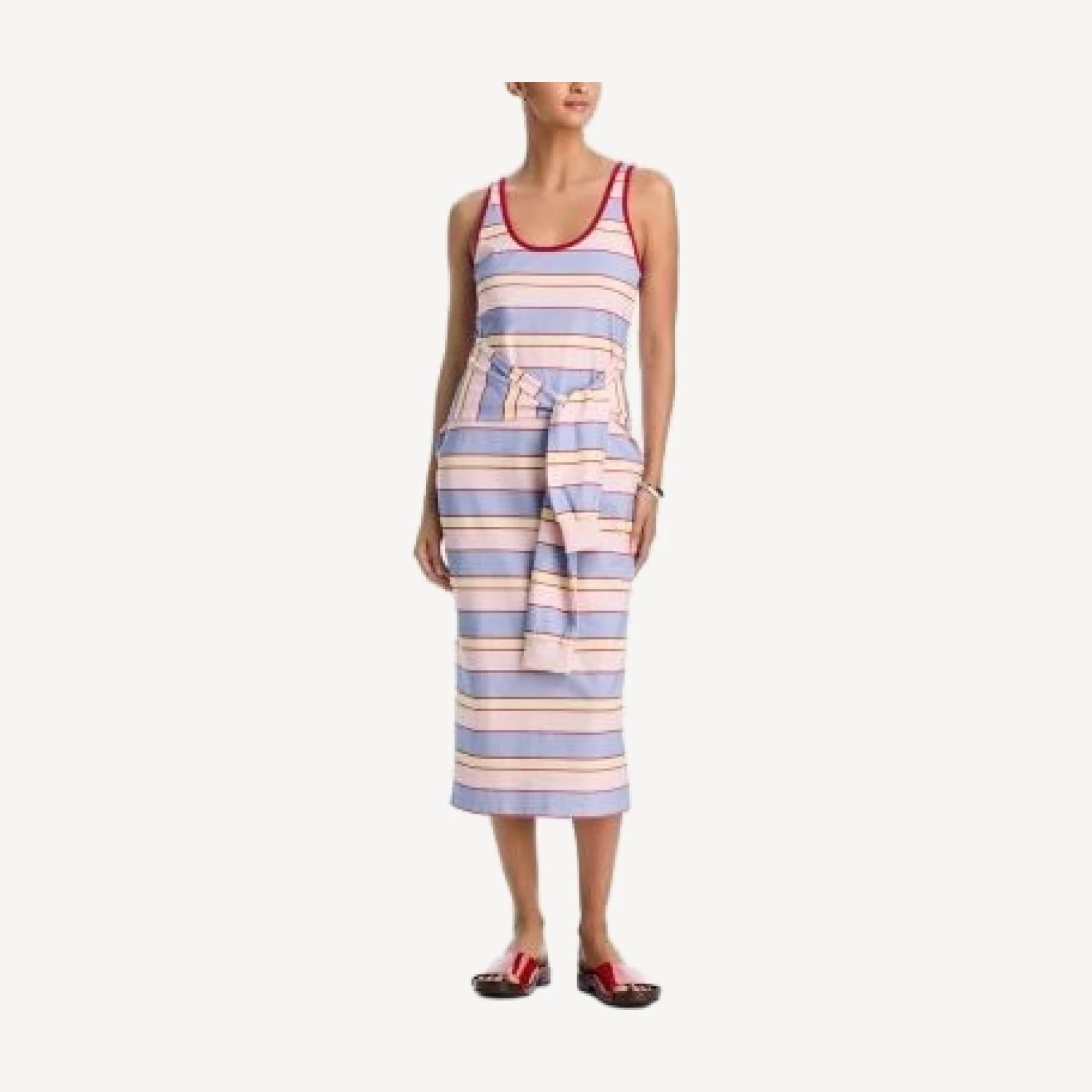 Aqua Multi Stripe Tank Midi Dress - Exclusive