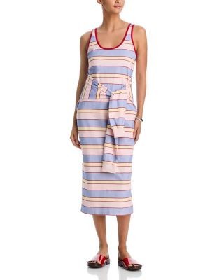 Aqua Multi Stripe Tank Midi Dress - Exclusive