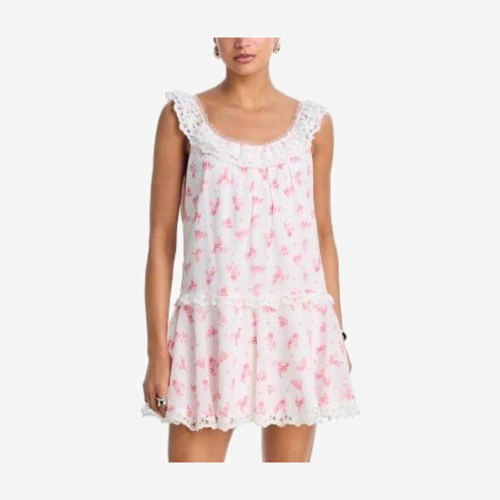 Aqua Ditsy Floral Lace Ruffle Mini Dress - Exclusive