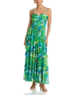 Aqua Floral Mesh Maxi Dress - Exclusive
