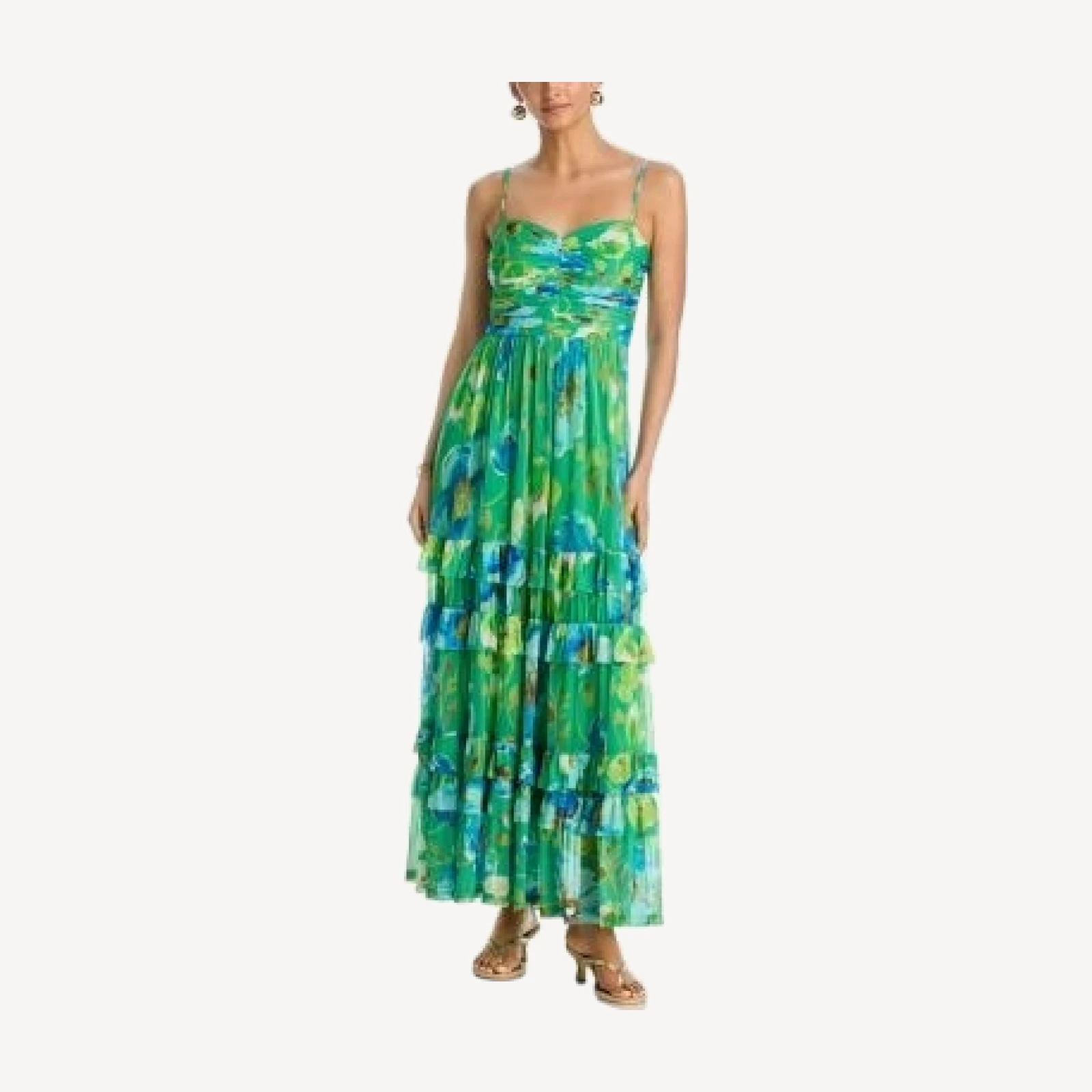 Aqua Floral Mesh Maxi Dress - Exclusive
