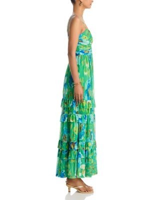 Aqua Floral Mesh Maxi Dress - Exclusive