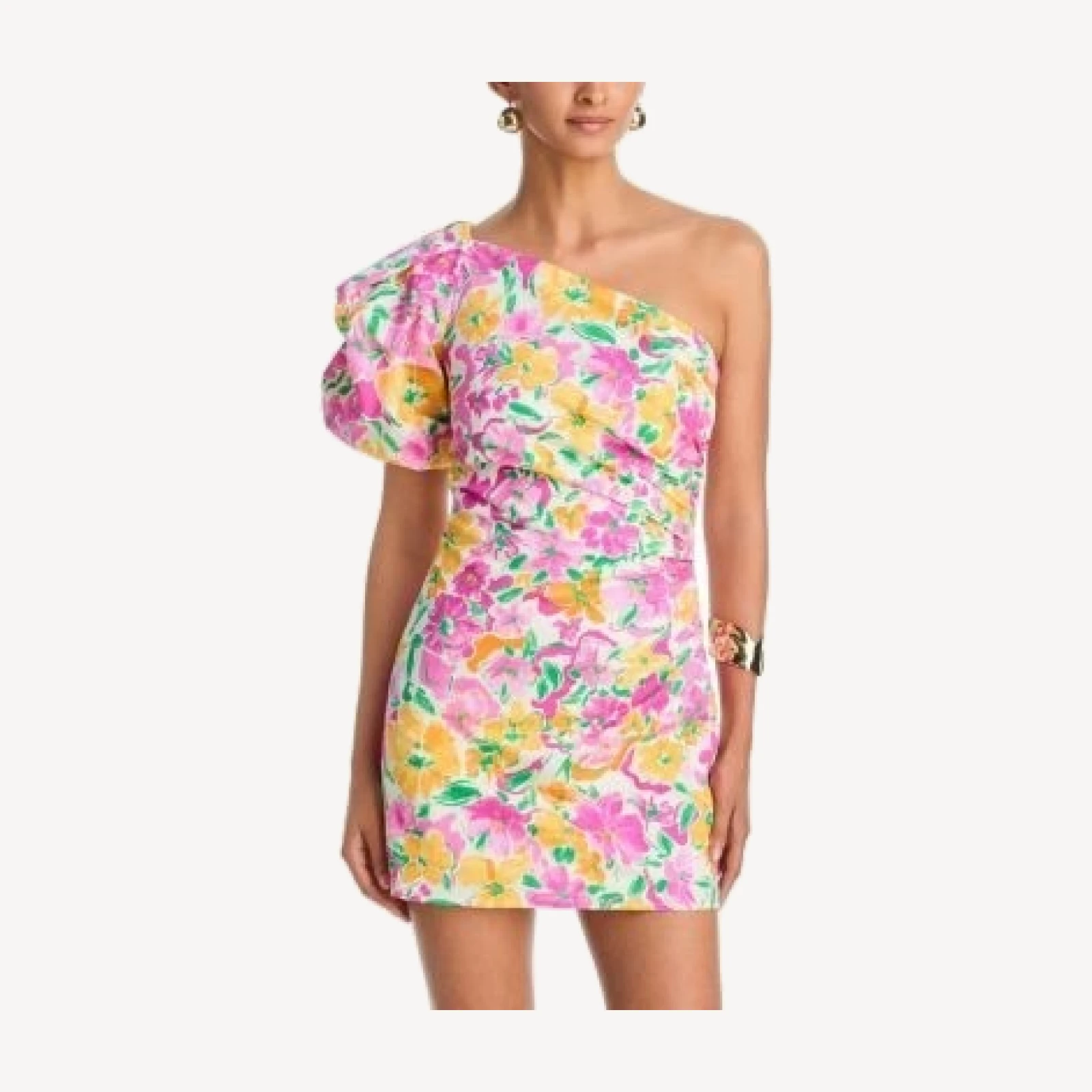 Aqua Floral One Shoulder Mini Dress - Exclusive