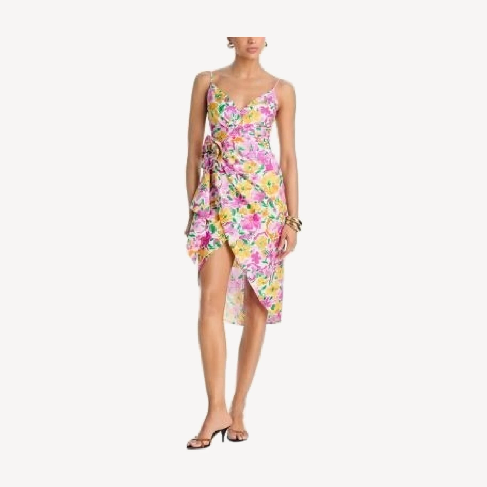 Aqua Floral Gathered Dress - Exclusive