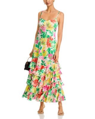 Aqua Floral Ruffle Maxi Dress - Exclusive