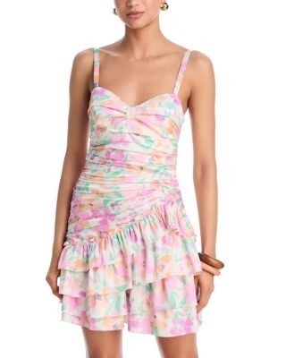 Aqua Floral Ruffle Mini Dress - Exclusive