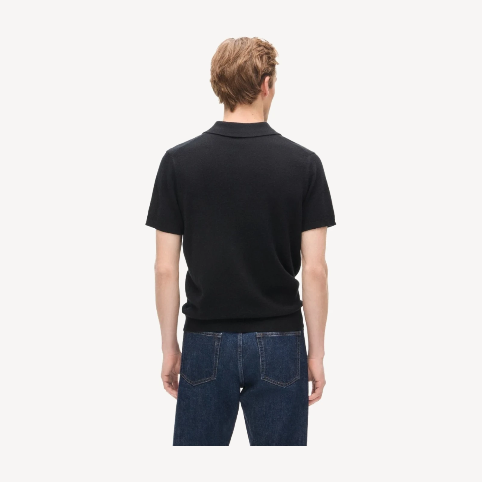 Cashmere short-sleeve sweater-polo