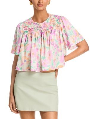 Aqua Bloom Pintuck Top - Exclusive