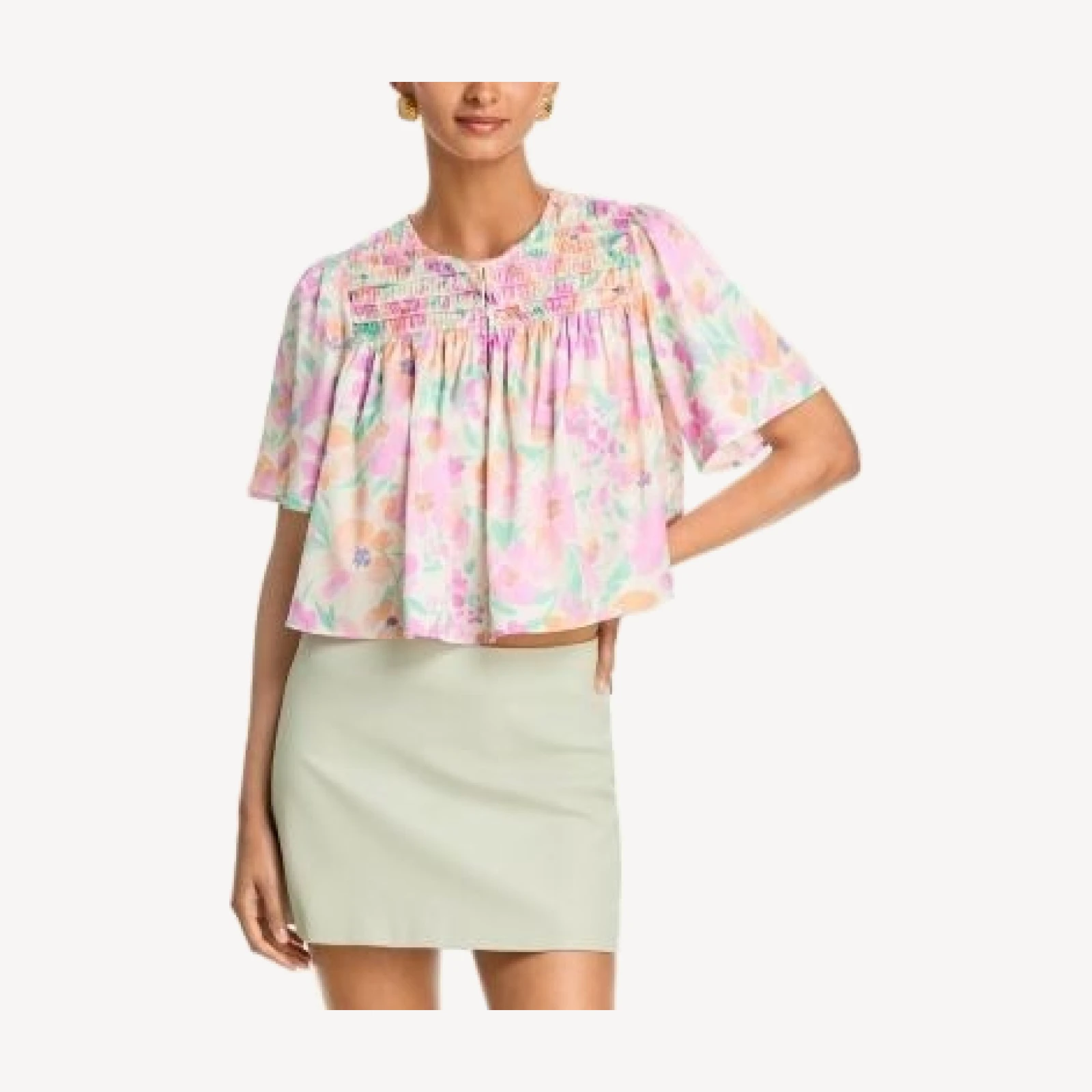 Aqua Bloom Pintuck Top - Exclusive