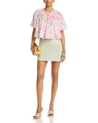 Aqua Bloom Pintuck Top - Exclusive