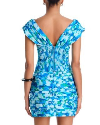 Aqua Floral Off The Shoulder Twist Top - Exclusive